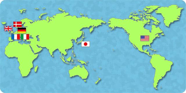 世界地図と国旗